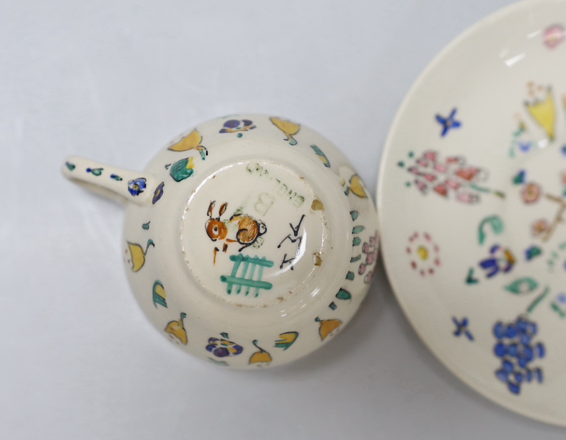 Jessie Marion King. A set of six floral teacups and saucers